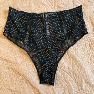 savage x fenty sheer disco glitter high waisted panties size xl